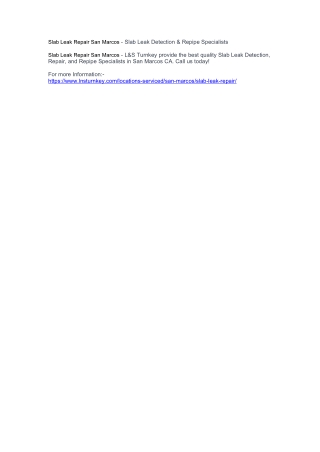 Slab Leak Repair San Marcos - Slab Leak Detection & Repipe Specialists