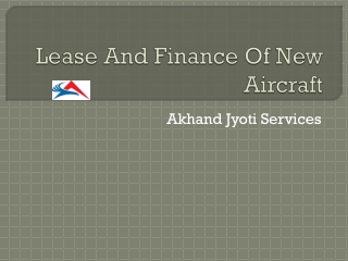 Lease And Finance Of New Aircraft