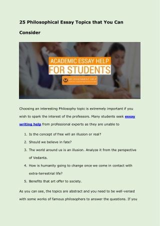 25 Philosophical Essay Topics that You Can Consider