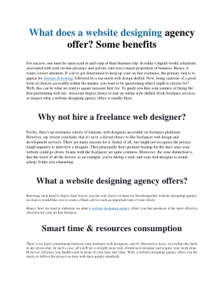 What does a website designing agency offer? Some benefits