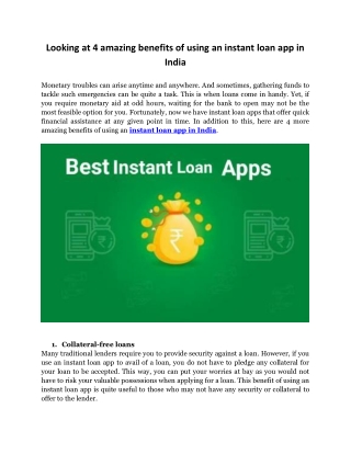 Looking at 4 amazing benefits of using an instant loan app in India
