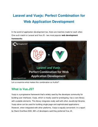 Laravel and Vuejs: Perfect Combination for Web Application Development