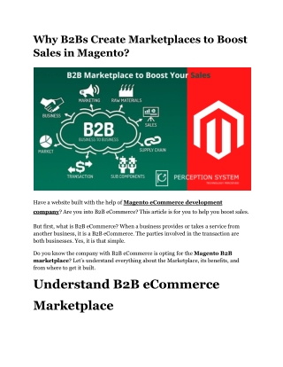 Why B2Bs Create Marketplaces to Boost Sales in Magento?