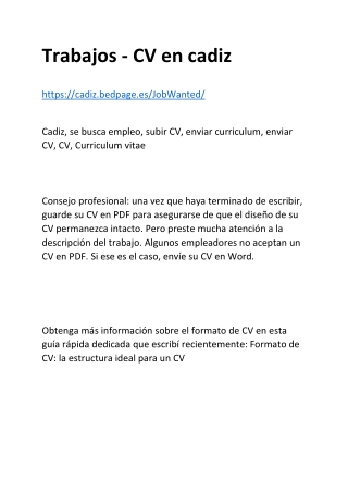 Trabajos - CV en cadiz