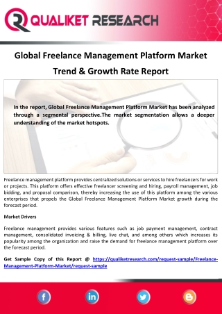 Global Freelance Management Platform MarketAssessment, Opportunities, Insight, Trends, Key Players – Analysis Report to