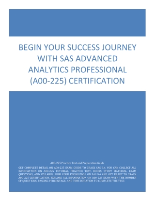 Begin your Success Journey with SAS Advanced Analytics Professional (A00-225) Certification