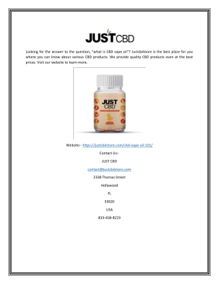 What Is Cbd Vape Oil? | Justcbdstore.com