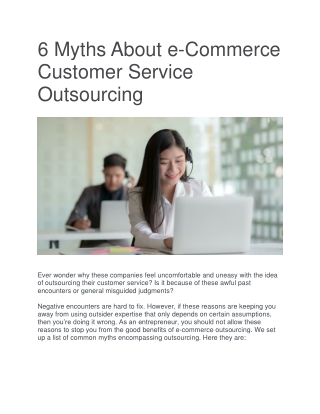 6 Myths About e-Commerce Customer Service Outsourcing