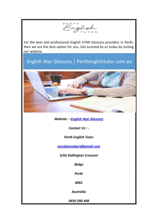 English Atar Glossary | Perthenglishtutor.com.au