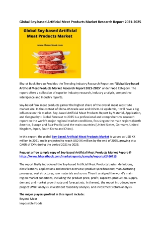 Global Soy-based Artificial Meat Products Market Research Report 2021-2025