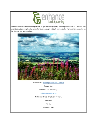Planning Consultants Cornwall | Enhancelp.co.uk