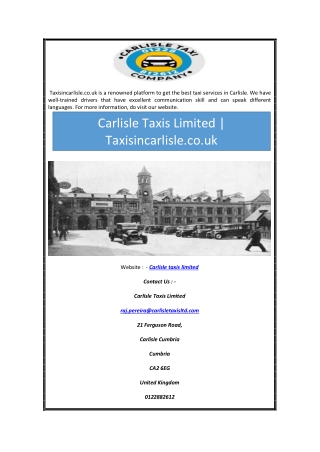 Carlisle Taxis Limited | Taxisincarlisle.co.uk