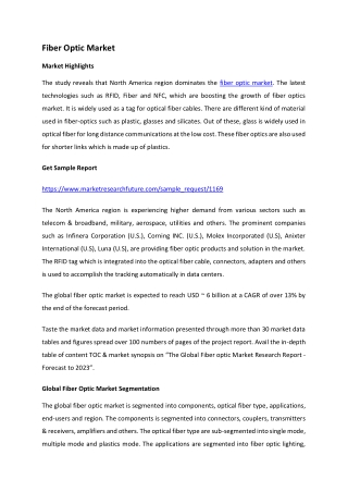 Fiber optic Market Trends, Strategy and Forecast to 2027