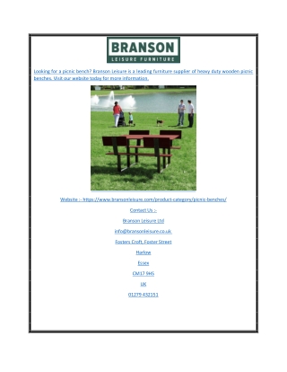 Picnic Table Bench | Branson Leisure