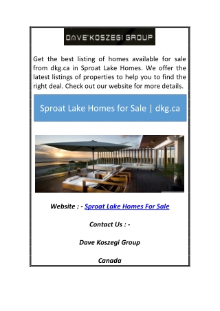 Sproat Lake Homes for Sale | dkg.ca