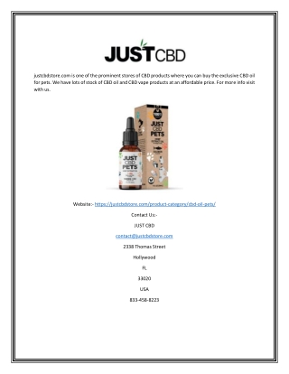 Buy exclusive cbd oil for pets & products|justcbdstore.com