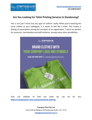 Are You Looking For Tshirt Printing Services In Dandenong?