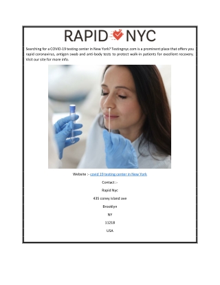 Covid 19 Testing Center in New York | Testingnyc.com