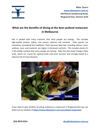 What are the benefits of dining at the best seafood restaurant in Melbourne