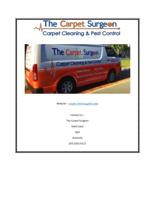 Carpet Cleaning Gold Coast | Thecarpetsurgeon.com.au