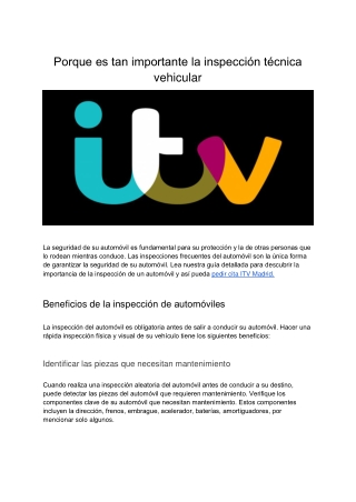 Porque Es Tan Importante La Inspección Técnica Vehicular