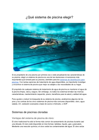 ¿Qué sistema de piscina elegir?