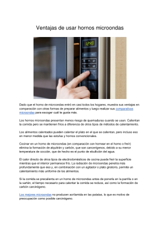 Ventajas De Usar Hornos Microondas
