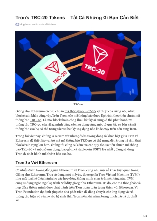 Tron’s TRC-20 Tokens – Tất Cả Những Gì Bạn Cần Biết