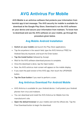 AVG Mobile | Complete Antivirus Security Guidelines