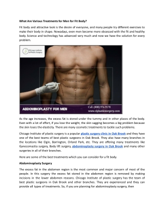 What Are Various Treatments for Men for Fit Body?