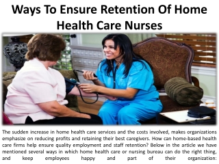 Home Health Nurses How to Hire and Retain Them