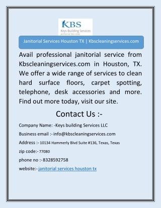 Janitorial Services Houston TX | Kbscleaningservices.com