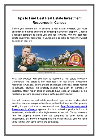 Tips to Find Best Real Estate Investment Resources in Canada