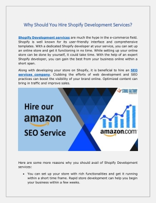 Why Should You Hire Shopify Development Services?