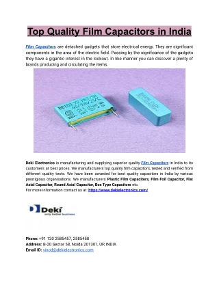 Top Quality Film Capacitors in India