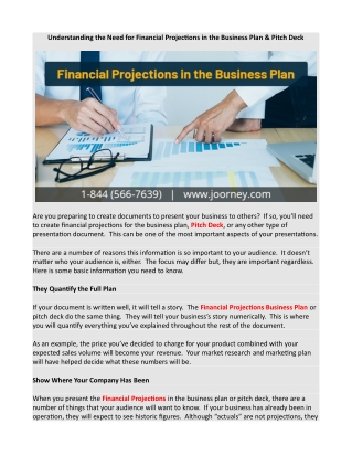 Understanding the Need for Financial Projections in the Business Plan & Pitch Deck