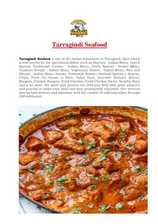 10% Off - Tarragindi Seafood Indian Restaurant Menu, QLD