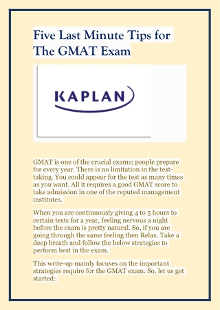 Five Last Minute Tips for The GMAT Exam