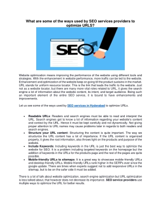 What are some of the ways used by SEO services providers to optimize URLS?