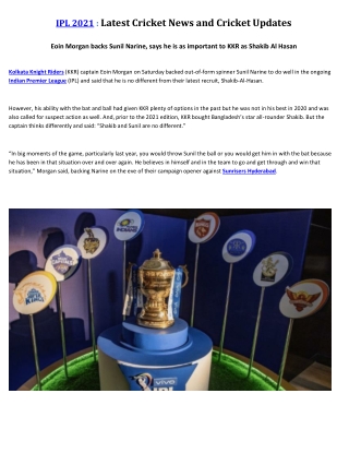 IPL 2021  Latest Cricket News and Cricket Updates