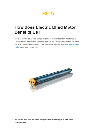 How does Electric Blind Motor Benefits Us