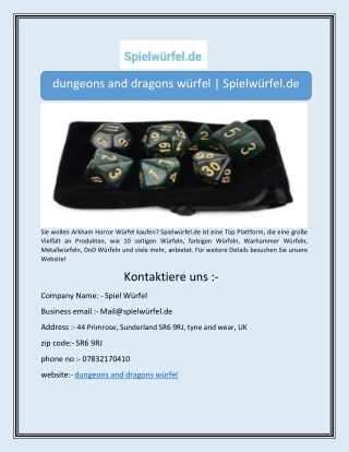 dungeons and dragons würfel | Spielwürfel.de