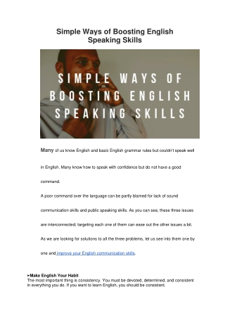 Simple ways of Boosting English Speaking Skills