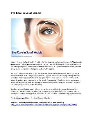 Saudi Arabia Eye Care Market Opportunity and Forecast 2025