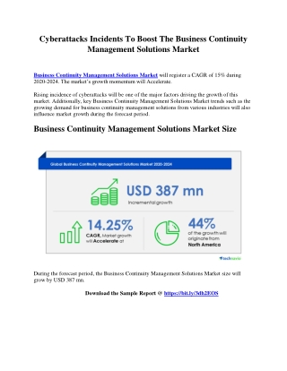 Cyberattacks Incidents To Boost The Business Continuity Management Solutions Market
