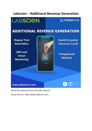 Labscion - Additional Revenue Generation