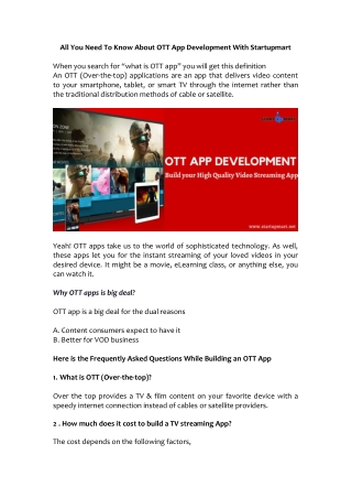All You Need To Know About OTT App Development With Startupmart