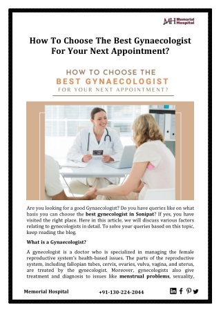 How To Choose The Best Gynaecologist For Your Next Appointment?