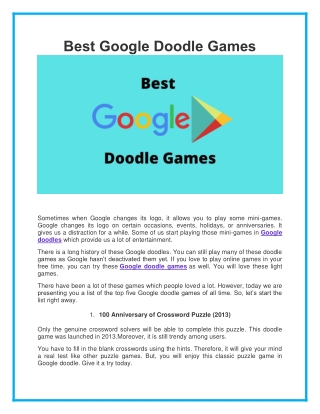 Doodle Games with the Most Views on Google