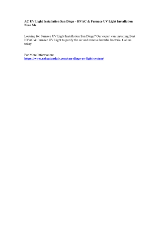 AC UV Light Installation San Diego - HVAC & Furnace UV Light Installation Near Me